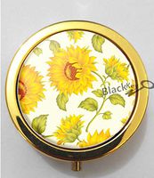 BlackKey Sunflower Pattern 3-Compartment Decorative Pocket Gift Box Case Organizer for Pill, Color 2 -980