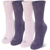 Doctor's Choice Women's Non-Binding Circulatory Diabetic 4 Pack Cushioned Crew Socks, Marled Pink & Purple, Shoe Size 4-10