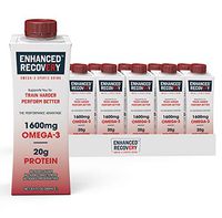 Enhanced Recovery Omega-3 Sports Drink for Athletes | Post Workout | Complete Muscle Recovery | Whey Protein, Collagen, Carnitine, Antioxidants | Gluten Free, No Added Sugar | 8.4 Fl Oz, 12 Pack