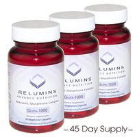 3 Bottles Relumins Advance Nutrition Gluta 1000 - Reduced L-Glutathione Complex - 30 Caps Per Bottle (45 Day Supply) -Super Value!