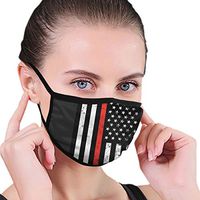 Fashion Earloop Mouth Covers, Dustproof Smog Face and Nose Cover with Adjustable Elastic Strap - Windproof American Red Thin Flag Firefighter Black Half Face Mouth Cover