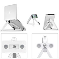 Laptop Stand Adjustable Portable Tablet Smartphone Holder - Multifunction Folding Bracket, Fits Notebooks from 10" - 17" and All Tablets, Smartphone(Enhanced, White)