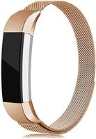 Compatible for Fitbit Alta Bands, Stainless Steel Metal Replacement Bracelet Strap with Unique Magnet Lock for Fitbit Alta and Alta HR (Rose Gold, Small)
