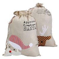 xinblueCo Santa Sack 2 Pack Christmas Decorations Canvas Santa Bag with Drawstring Xmas Gift Bag Extra Large Christmas Sacks Size 27.5"x19.5"