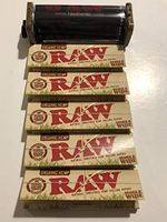 RAW Organic Hemp Natural Unrefined Rolling Single Wide 5 Packs + Raw Roller 70MM