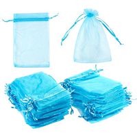 Organza Bags - 150-Count Blue Satin Drawstring Organza Bags, Mesh Favor Bags for Baby Showers, Wedding Gifts, Special Occasions, Party Favors - 3.75 x 5.75 to 4 x 6 Inches