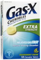 Gas-X Xstr Pep CRM Size 18s Gas-X Extra Strength Chewable Peppermint Cream Antigas