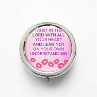 RhyNSky Trust In The Lord With All Your Heart Mini Portable Pocket Purse Pill Box Case Pillbox, 3 Compartments, Silvery, 436