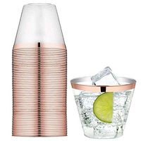 120 Rose Gold Plastic Cups 9 oz | Hard Clear Disposable Tumblers | Perfect for Party, Wedding, Holiday, Baby Shower or any Special Event