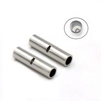 YXQ 120Pcs BN2 Non-Insulated Butt Connectors Terminal for 16-14 AWG Electrical Wire Seamless Uninsulated Connectors Crimp Ferrule Terminals