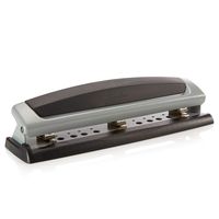 Desktop Hole Punch, Hole Puncher, Precision Pro, Adjustable, 2-3 Holes, 10 Sheet Punch Capacity, Black/Silver (74037)