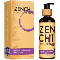 ZenChi Provence Lavender Massage Oil w/Aromatherapy Essential Oils Sweet Orange, Benzoin, Bergamot, Spearmint, Lime — Gift Box & Pump Included (8.5 oz)