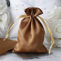 Tableclothsfactory 12PCS Antique Gold Satin Gift Bag Drawstring Pouch Wedding Favors Bridal Shower Jewelry Bags - 4"x 6"