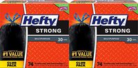 Hefty Strong Large 30 Gallon Trash Bags - Multipurpose - Drawstring - 74 Count - 2 Pack