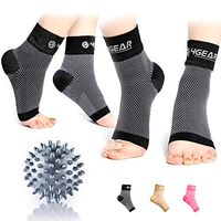 4GEAR SPORTLIFE 4G Plantar Fasciitis Socks Kit - 5PCs - 2 Pairs Foot Compression Sleeves & 1 Spiky Massage Ball - Best for Foot Pain Relief, Heel Spurs & Swelling