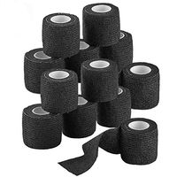 2" x 5 Yards, 12 Rolls, Self Adherent Wrap, First Aid Tape, Elastic Self Adhesive Tape, Medical Supplies for Sprain Swelling and Soreness (Black)