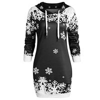 Christmas Long Sleeve Sweatshirt, for Women Fashion Snowflake Printed Tops Hooded Tunics Jumper Pullover Blouses Long Section 2019 New Autumn & Winter Xmas Ladies, Viviplus Clothing
