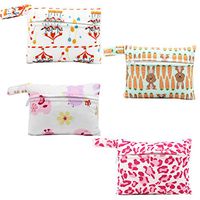 Asenappy Minky Mini Wet Bag 4 pcs for Menstrual Pads Sanitary Napkin Maternity Mama Pads (Wet Bags Only, Randomly)