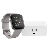 Fitbit Versa 2 Smartwatch (Stone/Mist Grey) with Amazon Smart Plug Bundle