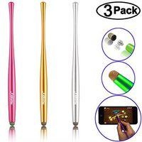 Honsky Cell Phone Stylus, Tablet Stylus for Touch Screens: Universal Long Metal Slim Waist Stylist Pens, Tablet Pen, Touchscreen Stylus Pen ¨CWith Replacement Tips, Hot Pink, Silver, Gold, 3 Packs