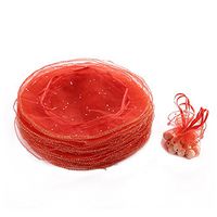 Dealglad 50pcs 25cm Round Drawstring Organza Jewelry Candy Pouch Christmas Wedding Party Favor Gift Packaging Bags (Red)