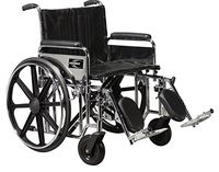 Karman KN-924W-E Heavy Duty Wheelchair with Elevating Legrest, Chrome, 24" W x 18" D