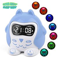 White Noise Machine, Sleep Soother Sound Therapy with 9 Sounds & Lullaby, 7-Color Night Light, Plug In/Battery Powered, Sleep Training Time to Wake Digital Alarm Clock for Kids Baby Girls Boys Bedroom