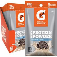Gatorade Whey Protein Powder, Cookies & Creme, 20 grams of protein per serving, 1.0 Oz, Pack of 12