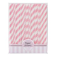 NUOLUX 30pcs Biodegradable Paper Straw - Pink White Striped