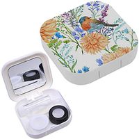 Portable Contact Lens Case Box Travel Kit Mirror + Bottle + Tweezers Container Holder [ Watercolor Beautiful Ornament Flowers ]