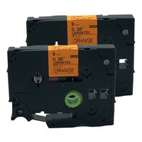 QMPY 2 Pack Compatible for Brother P-Touch Laminated Tze Tz Label Tape Cartridge 9mm x 5m (TZe-B21 Black on Orange Fluorescent)