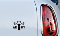 BTS Logo Shield Wings Version 4 Car Die Cut Vinyl Decal Bumper Sticker for Car Truck Auto Windshield Wall Window Ipad Tablet Macbook Laptop Computer Home Custom and More (Black)