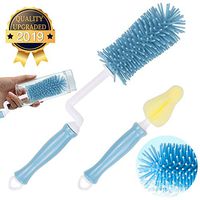 Water Bottle Brush,YeeTeching Silicone Baby Bottle Brush for Hydro Flask,Vacuum Sports Bottle,Vase and Glassware11 inch Water Bottle with Nipple Brush Blue