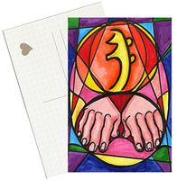 Reiki Sei Hei Ki Symbol with Massage Hands 4"x6" Set of 6 Linen Postcards