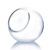 WGV Slant Cut Bowl Glass Vase, Width 7.5", Height 7.5", Clear Round Globe Planter Terrarium Orb, Candy Dish, Fruit Jar, Floral Container for Home Office Decor, 1 Piece