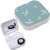 Portable Contact Lens Case Box Travel Kit Mirror + Bottle + Tweezers Container Holder [ Blue White Little ]