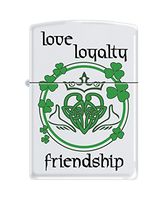 Zippo Custom Lighter - Claddagh Love Loyalty Friendship Heart - Regular White Matte
