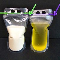 Forart 50pcs Clear Drink Pouches Bags Smoothie Bags Reclosable Zipper Heavy Duty Hand-held Translucent Stand-up Plastic Pouches Bags Drinking Bags
