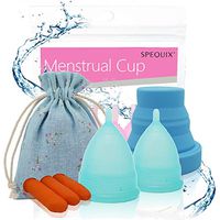 SPEQUIX Menstrual Cup Set of 2 (L&S) and 1 Sterilizer Cup w/ 3 Disposable Latex Finger Protections Extra Gift (Blue)