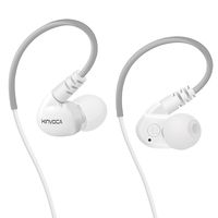 KINVOCA Sweatproof Sports Workout Earphones for Running Gym Exercise Jogging Wired Earhook Headphones with Volume Remote and Microphone Bass Noise Isolating Over Ear in Ear Sport Earbuds (White)