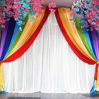 NL 13ftX10ft Rainbow Silk Photography Backdrop for Baby Shower,Brithday,Wending,Party,Home Background Decoration Easy Setup 2 Layers