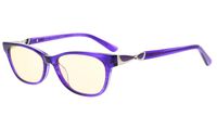Eyekepper Ladies' Blue Light Blocking Glasses-Computer Reading Glasses-Acetate Frame for Small Womens Face, Amber Tinted Lenses (Purple,+1.25)