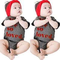 SRYSHKR Toddler Baby Short Sleeve Letter Print Romper Newborn Jumpsuit Clothes (70, Gray)