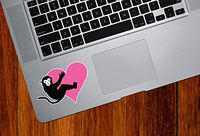 Yadda-Yadda Design Co. Monkey Hugging Heart - Contour Cut and Printed and Trackpad | Laptop | MacBook | Computer - Vinyl Decal Sticker YYDC (2.75" w x 2" h) (Color Choices) (Pink)