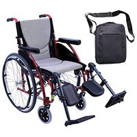 Karman S-Ergo 115 Ultra Lightweight Ergonomic Wheelchair | Seat Size 20" X 17" | Upgraded to Elevating Legrests | Fixed Wheels in Red & Free Front Zip Pocket Medical Utility Bag Black!