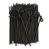 Disposable Flexible Plastic Drinking Straws, Black, 10 inches, Pack of 100
