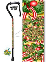 Aluminum Adjustable Walking Cane with Gel Grip Handle Holly & Peppermint Candy Cane