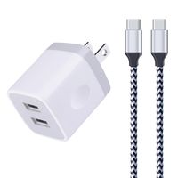 Type C Charger, Charger Block, 2.1A Dual Port USB Wall Charger Brick Cube Box with 2Pack 6ft USB Type C Cable Phone Charger Compatible Samsung Galaxy S10E S10 S9 S8 Plus, LG G8 G7 ThinQ, Pixel 3 2 XL
