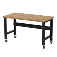Borroughs Adjustable Height Hardwood Top Workbench with Caster Kit, 30 inches x 60 inches