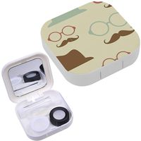 Portable Contact Lens Case Box Travel Kit Mirror + Bottle + Tweezers Container Holder [ Vintage ]